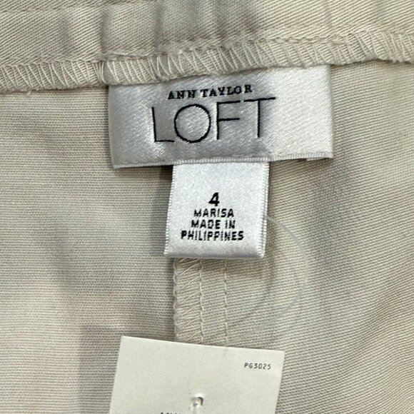 Ann Taylor Loft Marisa Cropped Pants Size 4 Beige Cotton Blend New Neutral - Picture 2 of 7
